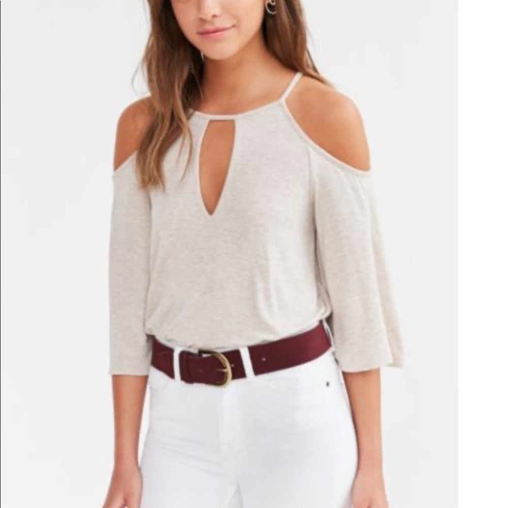 Silence + Noise Sofia Cold Shoulder Top in Nude